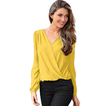 Women Chiffon Blouse Casual V Neck Lace Crochet Backless Long Sleeve Loose Shirt Blouse Tops blusa feminina IMY66