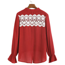 Women Chiffon Blouse Casual Lace Crochet Splice Long Sleeve Shirt Blouse Women Tops blusas Feminina IMY66