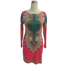 Women Dress African Print Dress Casual Long Sleeve Straight Print Kaftan Sexy Dress vestidos femininos IMY66
