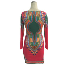 Women Dress African Print Dress Casual Long Sleeve Straight Print Kaftan Sexy Dress vestidos femininos IMY66