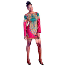 Women Dress African Print Dress Casual Long Sleeve Straight Print Kaftan Sexy Dress vestidos femininos IMY66
