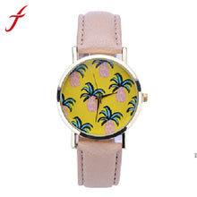 Women Dress Watches Pineapple Pattern Faux Leather Band Analog Quartz Wrist Watch reloj mujer IMY66
