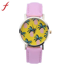 Women Dress Watches Pineapple Pattern Faux Leather Band Analog Quartz Wrist Watch reloj mujer IMY66