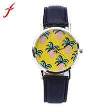 Women Dress Watches Pineapple Pattern Faux Leather Band Analog Quartz Wrist Watch reloj mujer IMY66