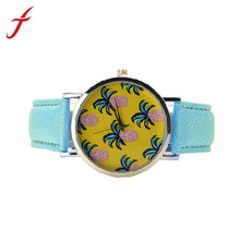 Women Dress Watches Pineapple Pattern Faux Leather Band Analog Quartz Wrist Watch reloj mujer IMY66