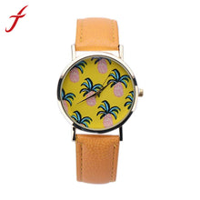 Women Dress Watches Pineapple Pattern Faux Leather Band Analog Quartz Wrist Watch reloj mujer IMY66