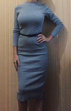 Women Elegant Grey Sweater Dresses Long Sleeve O Neck Slim Skinny Open Fork Slim Pencil Long Dress vestidos IMY66