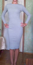 Women Elegant Grey Sweater Dresses Long Sleeve O Neck Slim Skinny Open Fork Slim Pencil Long Dress vestidos IMY66
