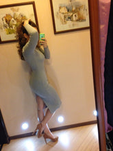 Women Elegant Grey Sweater Dresses Long Sleeve O Neck Slim Skinny Open Fork Slim Pencil Long Dress vestidos IMY66