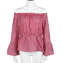 Women Flare Sleeve Blouse Ladies Sexy Off The Shoulder Loose Long Sleeves Shirts Blouses Female Blusas Feminino IMY66