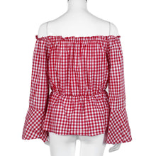 Women Flare Sleeve Blouse Ladies Sexy Off The Shoulder Loose Long Sleeves Shirts Blouses Female Blusas Feminino IMY66