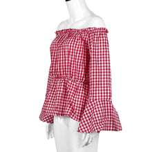 Women Flare Sleeve Blouse Ladies Sexy Off The Shoulder Loose Long Sleeves Shirts Blouses Female Blusas Feminino IMY66