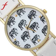 Women Girl Cartoon Elephant Pattern Faux Leather Band Analog Quartz Watch relogio feminino IMY66