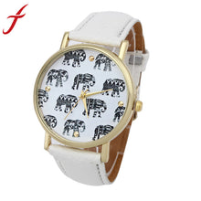 Women Girl Cartoon Elephant Pattern Faux Leather Band Analog Quartz Watch relogio feminino IMY66