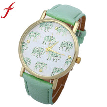 Women Girl Cartoon Elephant Pattern Faux Leather Band Analog Quartz Watch relogio feminino IMY66