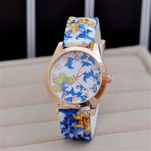 Women Girl Causal Dress Watch Silicone Rose Flower Print Jelly Quartz WristWatches Clock reloj mujer IMY66