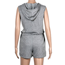 Women Jumpsuits Casual Shorts Sexy Loose Sleeveless Zipper Rompers With Hoodie macacao feminino IMY66