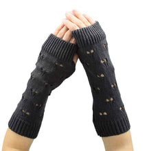 Women Knitted Arm Sleeve Fingerless Gloves Hollow Gloves Soft Warm Long Gloves Mittens IMY66