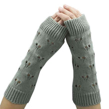 Women Knitted Arm Sleeve Fingerless Gloves Hollow Gloves Soft Warm Long Gloves Mittens IMY66