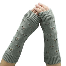 Women Knitted Arm Sleeve Fingerless Gloves Hollow Gloves Soft Warm Long Gloves Mittens IMY66