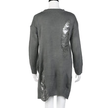 Women Knitted Sweater Full Sleeve Glove Neck Asymmetrical Hollow Out Loose Hole Long Sweater pull femme IMY66