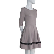 Women Ladies Elegant Dress Solid Color Round Neck Long Sleeve Pleated Party Mini Dress vestidos femininos IMY66