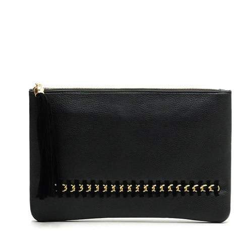 Women Leather Clutch Purse Evening Party Satchel Handbag Black IMY66