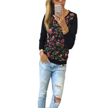 Women Long Sleeve Knitted T-Shirts Casual Long Sleeve Floral Print Tops Tee shirt femme camisetas y tops IMY66