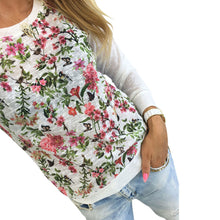 Women Long Sleeve Knitted T-Shirts Casual Long Sleeve Floral Print Tops Tee shirt femme camisetas y tops IMY66