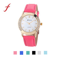 Women Luxury Watches Rhinestone Casual Faux Leather Analog Quartz Wrist Watch Watches relojes Hours Clock IMY66
