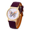 Women Men Casual Butterfly Printed Faux Leather Band Analog Quartz Wrist Watches relogios Clock IMY66