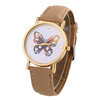 Women Men Casual Butterfly Printed Faux Leather Band Analog Quartz Wrist Watches relogios Clock IMY66