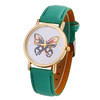 Women Men Casual Butterfly Printed Faux Leather Band Analog Quartz Wrist Watches relogios Clock IMY66