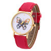 Women Men Casual Butterfly Printed Faux Leather Band Analog Quartz Wrist Watches relogios Clock IMY66