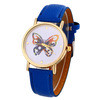Women Men Casual Butterfly Printed Faux Leather Band Analog Quartz Wrist Watches relogios Clock IMY66