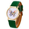 Women Men Casual Butterfly Printed Faux Leather Band Analog Quartz Wrist Watches relogios Clock IMY66