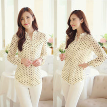 Women Casual Clothing Long Sleeve Chiffon PrinT-Shirt Slim Top Blouses Plus Size IMY66