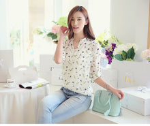 Women Casual Clothing Long Sleeve Chiffon PrinT-Shirt Slim Top Blouses Plus Size IMY66