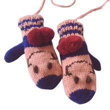 Women Knitted Gloves Full Finger Cartoon Plus Velvet Hanging Neck Thicken Warm Gloves Mittens IMY66