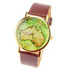 earth world map watch quartz watches mens womens ladies pu leather wristwatch FT212 IMY66
