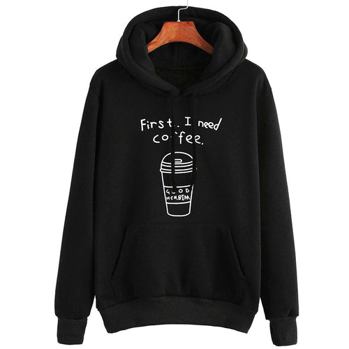 First I Need Coffee Sweatshirt For Women long Sleeve Letter Print T-Shirts Sweatshirt Pullovers camisetas y tops IMY66