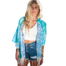 Floral Printed Lace Tassel Kimono Cardigan Women Blouse Shirt Tops Batwing Sleeve Blusas Femininas IMY66