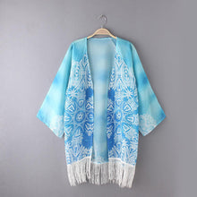 Floral Printed Lace Tassel Kimono Cardigan Women Blouse Shirt Tops Batwing Sleeve Blusas Femininas IMY66