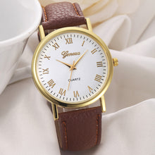 Geneva Unisex Watches Men Women Leisure Dial Faux Leather Band Roman Numerals Quartz WristWatch reloje mujer clock IMY66