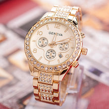 Geneva Women Watch Luxury Rhinestone Full Stainless Steel Quartz Wrist Watch relogio feminino montre femme IMY66