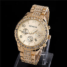 Geneva Women Watch Luxury Rhinestone Full Stainless Steel Quartz Wrist Watch relogio feminino montre femme IMY66