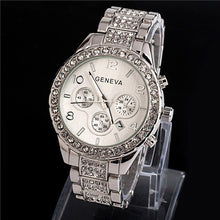 Geneva Women Watch Luxury Rhinestone Full Stainless Steel Quartz Wrist Watch relogio feminino montre femme IMY66