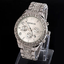 Geneva Women Watch Luxury Rhinestone Full Stainless Steel Quartz Wrist Watch relogio feminino montre femme IMY66