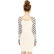 Girls Women Casual Clothing Work Wear Black Wave Point Polka Dot Splicing Slim Elastic Elegant White Dress IMY66