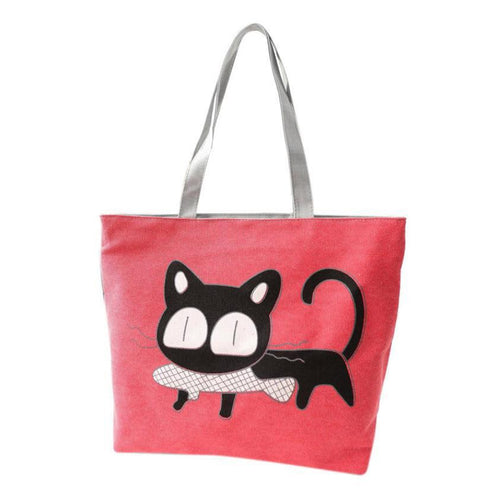 Women Messenger Bags Canvas Cat Gatos with Fish Shoulder Bag for Girls Bolsos Carteras Mujer Marca IMY66